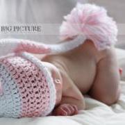 Sale Santa's Little Helper Elf Newborn hat, Pink and White stripes elf newborn hat